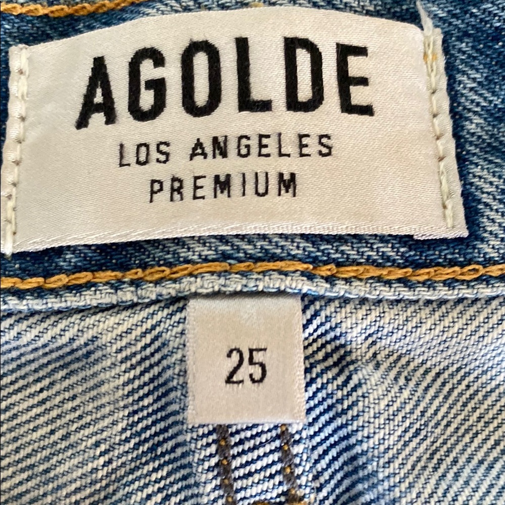 Agolde Blue Distressed Jean Shorts - Picture 2 of 3